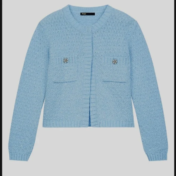MAJE MARGUERITE CARDIGAN BLEU CIEL